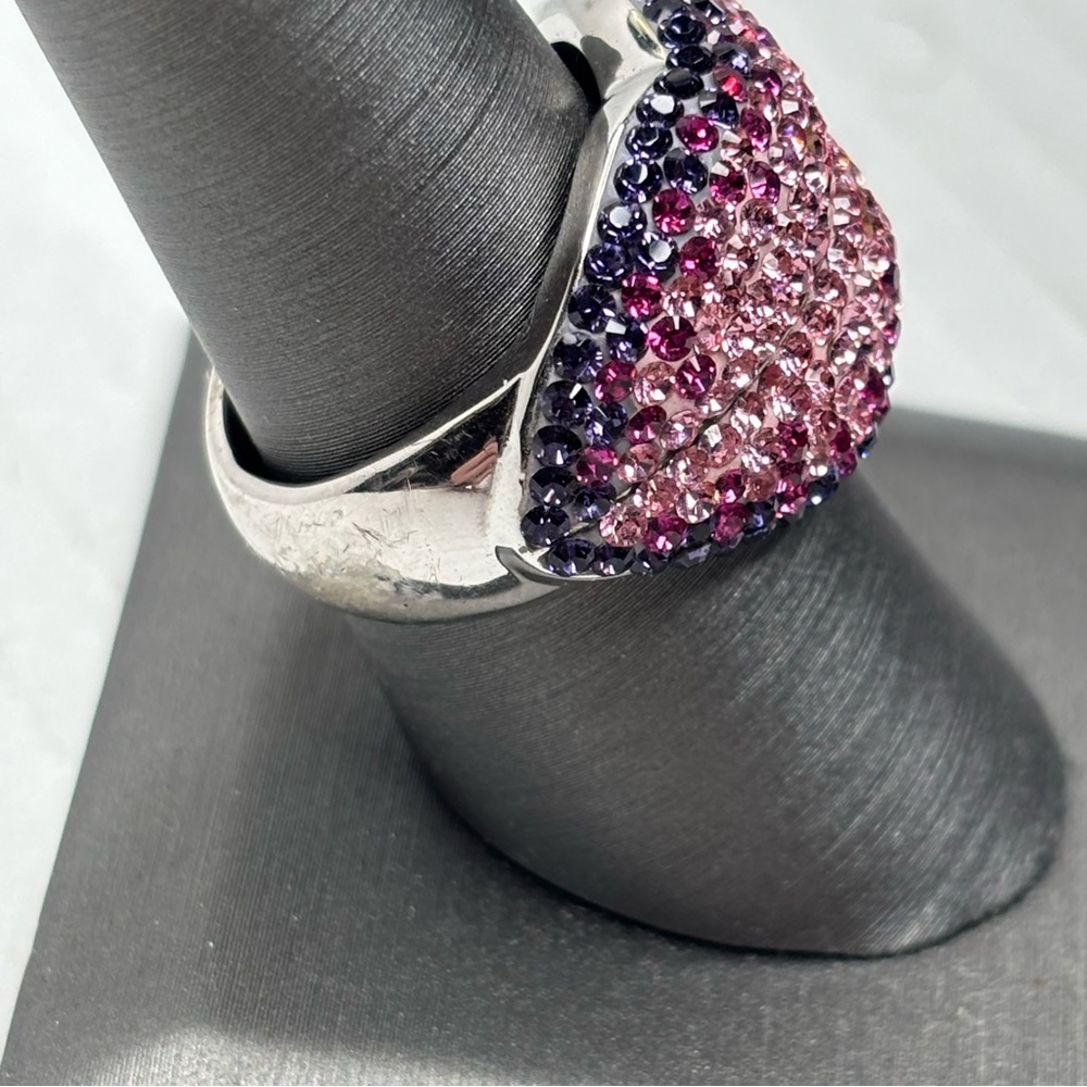 Price is firm Sterling Silver Ombré Pave Lips Cocktail Ring Size 8 - Picture 4 of 7